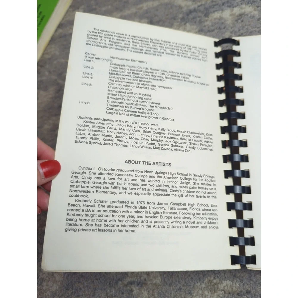 Northwestern Elementary Alpharetta, GA Cookbook Vtg‎ 1991 Crabapple Community